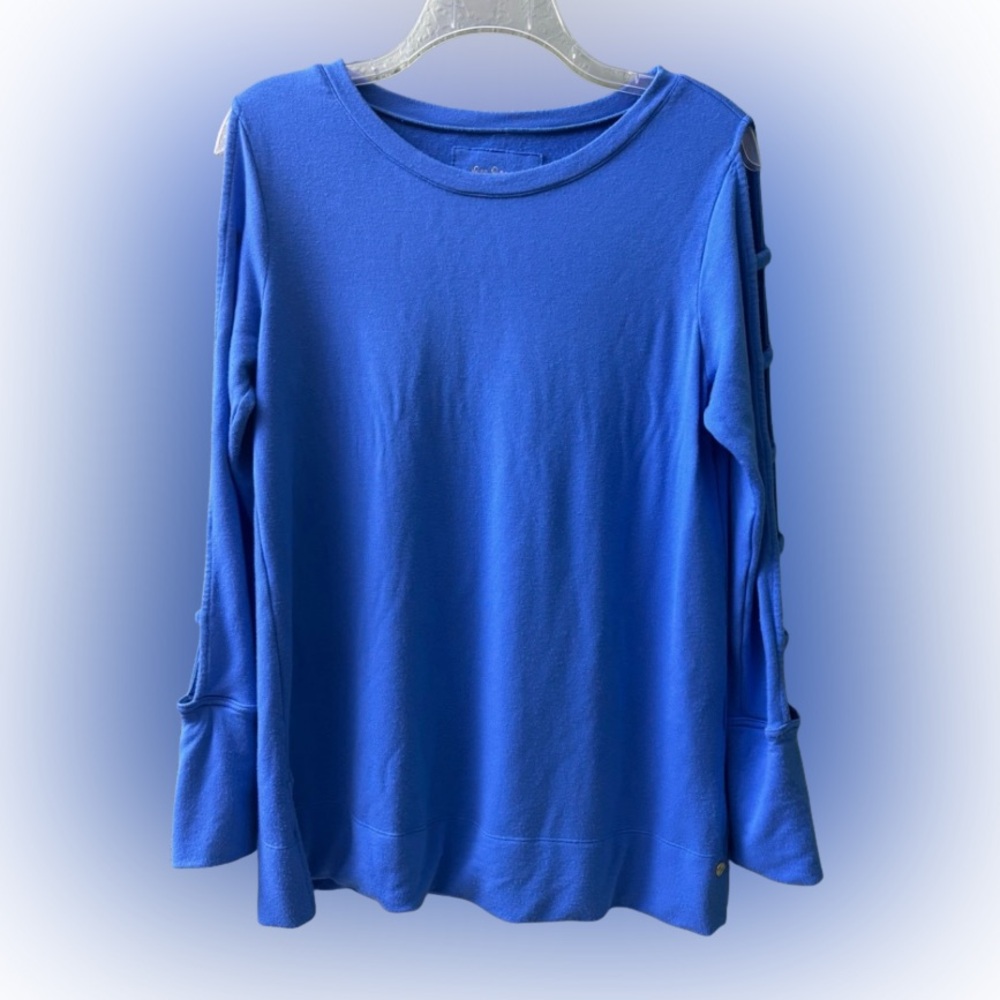 Lilly Pulitzer Luxletic Fresh Squeezed Costal Blue Ladder Long Sleeve Top Size S